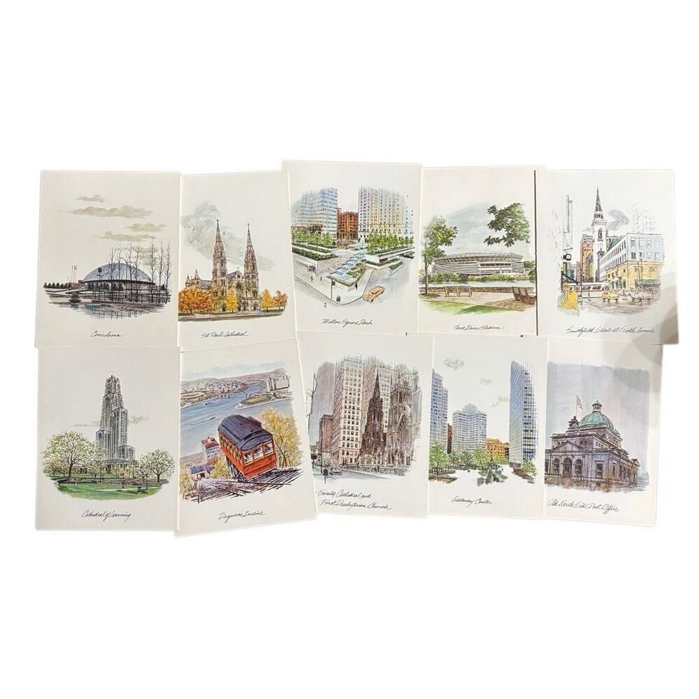Vintage Pittsburgh Scenes 1970 Allan Windsor Blank Greeting Cards